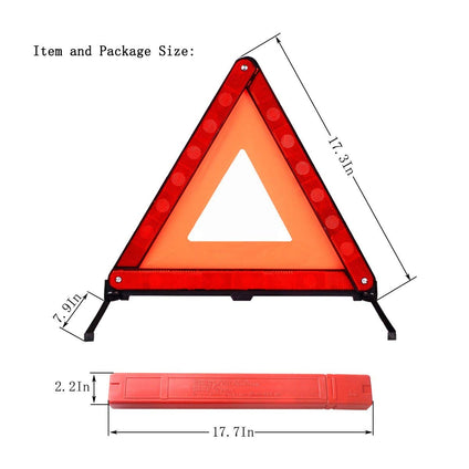 Lenmumu Safety Triangle Kit Road Emergency Warning Reflector Roadside Reflective Early Warning Sign, Foldable 3 Pack of Emergency Car Kit