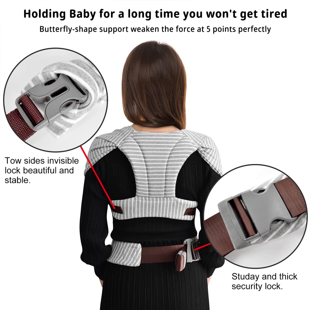 CUBY Baby Wrap Carrier Half Buckle Baby Carrier Hands Free Butterfly Back Shape Easy Wrap Carrier for Newborn Infant - One Size Fits All