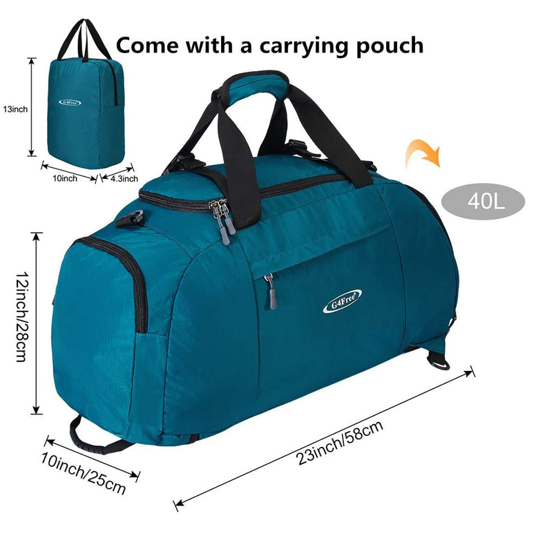 G4Free 40L 3-Way Duffle Bag Backpack Gym Bag for Men Women Sports Duffel Bag with Shoe Compartment Travel Backpack Luggage