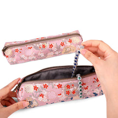 iSuperb Vintage Pencil Case Embroidery Pen Pouch Zipper Pencil Bag Women Makeup Bag for Office Organizer Storage Bag (Pink)