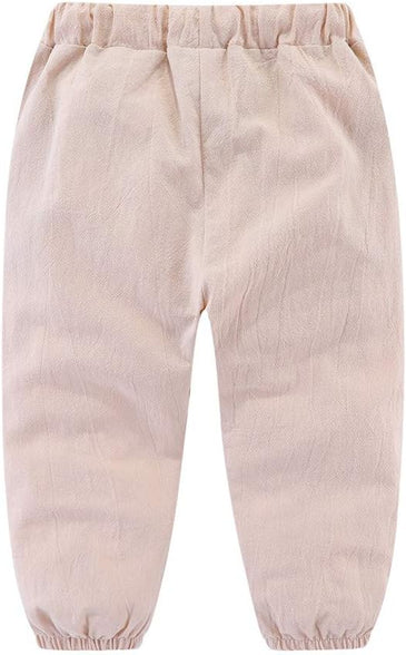 Mud Kingdom Little Boys Drawstring Jogger Linen Pants with Side Pockets