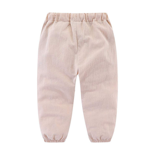 Mud Kingdom Little Boys Drawstring Jogger Linen Pants with Side Pockets