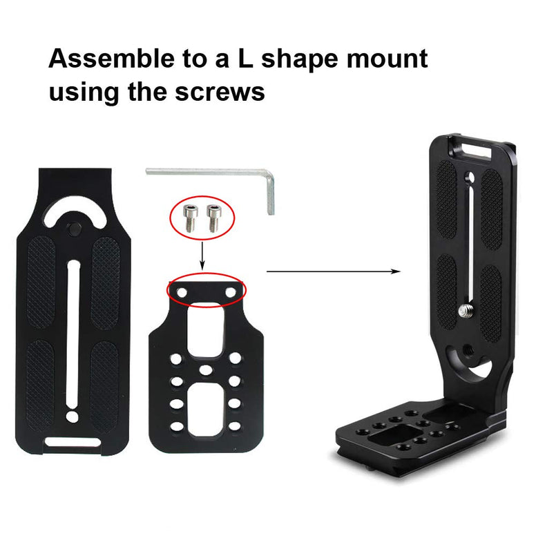 L Shape Camera Bracket Video Vertical Shooting Quick Release Plate L Stand with 1/4 Inch Screw for DJI Ronin Zhiyun Stabilizer DSLR Camera