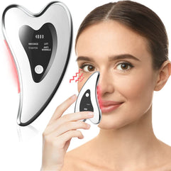 Gua Sha Facial Tools - Electric Gua Sha - Face Sculpting Tool - Heated & Vibration & Blue & Red Light Face Massager, Anti-Aging, Lift & Wrinkles, Puffiness, Double Chin, Tension Relief