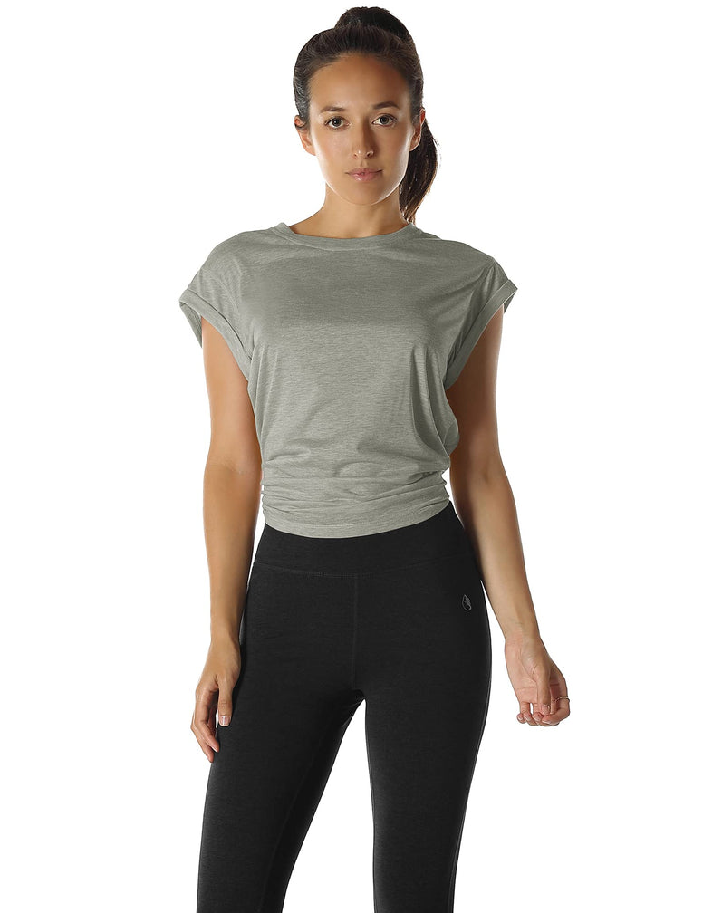 icyzone Open Back Workout Top Shirts - Yoga t-Shirts Activewear Exercise Tops for Women(Pack of 2)