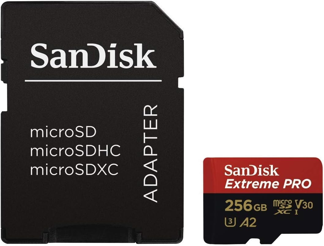 SanDisk Extreme Pro 256GB Micro SD Memory Card for GoPro Hero 9 Black Camera Hero9 UHS-1 U3 / V30 A2 4K Class 10 (SDSQXCY-256G-GN6MA) Bundle with (1) Everything But Stromboli MicroSDXC Card Reader