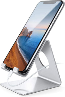 Lamicall Cell Phones Stand Desktop, Lamicall Mobile Phone Holder Dock Cradle Compatible with Switch, All Android Smartphone, iPhone 12 11 X XR XS XS Max 8 7 7p 6 6p 6s. etc, Phone Accessories - Silver