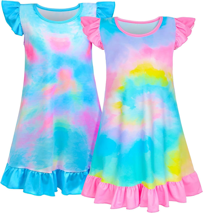 Fiodrimy Girls Nightgowns Unicorn Sleepwear Night Sleep Dress Pajamas Little Kids Toddler Soft Nightgown