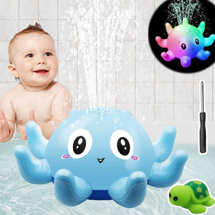 Mumoo Bear Baby Bath Toys, Light Up Bath Toys with LED Light, Sprinkler Bathtub Toys for Toddlers Infant Kids Boys Girls, Octopus Spray Swimming, Bathtub Shower Pool Bathroom Toy for Baby