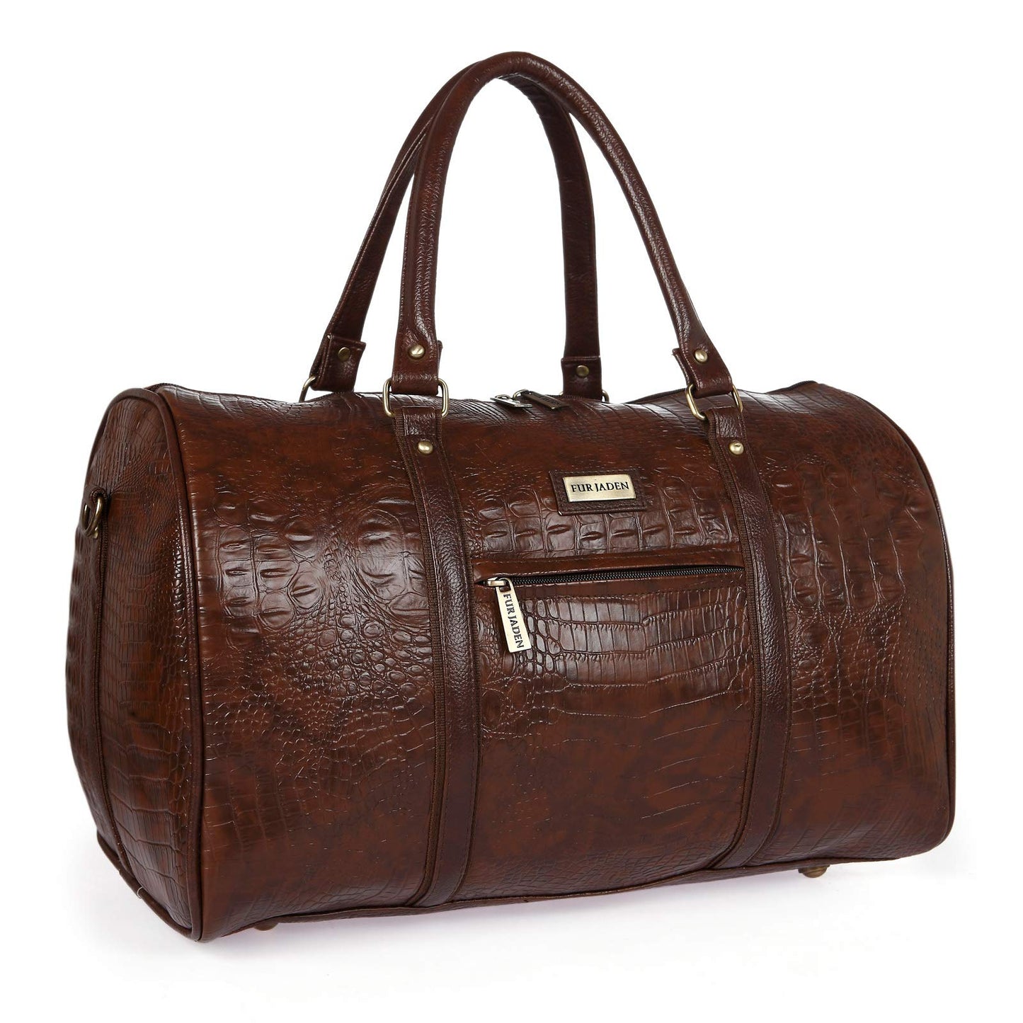 Fur Jaden Leatherette Weekender Duffle Bag, Brown, M, Luggage