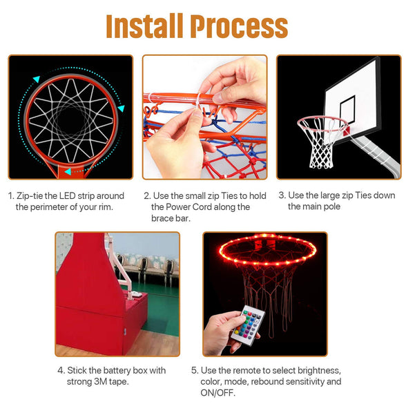 Waybelive LED Basketball Hoop Lights,Remote Control Basketball Rim LED Light, Change Color by Yourself, Waterproof，Super Bright to Play at Night Outdoors,Good Gift for Kids