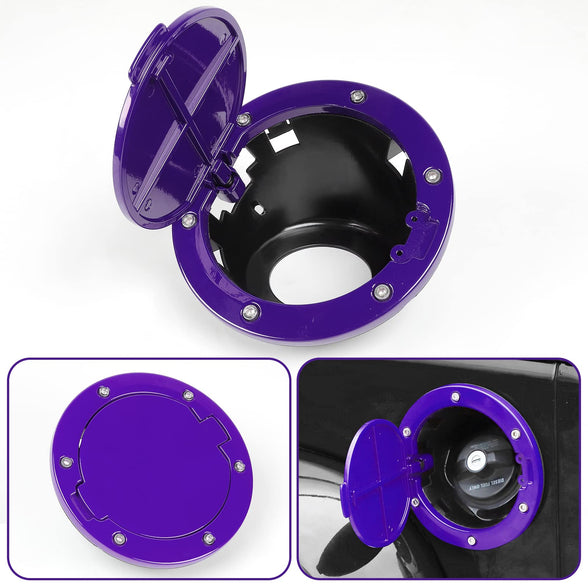 JeCar JK Fuel Filler Cover Gas Cap Aluminum Alloy Gas Tank Door Exterior Accessories for Jeep Wrangler 2007-2018 JK JKU, Purple