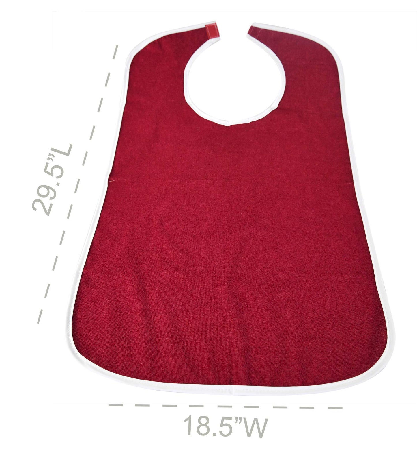 HOME-X Unisex Bib for Men and Women, Waterproof, Terry Cloth, Clothing Protector, Reusable, Vinyl Backing, Machine Washable, Adult Bib-Burgundy-29” L x 17” W