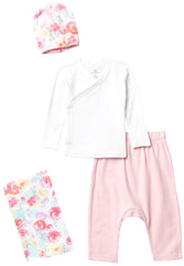 HonestBaby unisex-baby 4-Piece Organic Cotton Take Me Home Gift Set Pajama Set (0-3M)