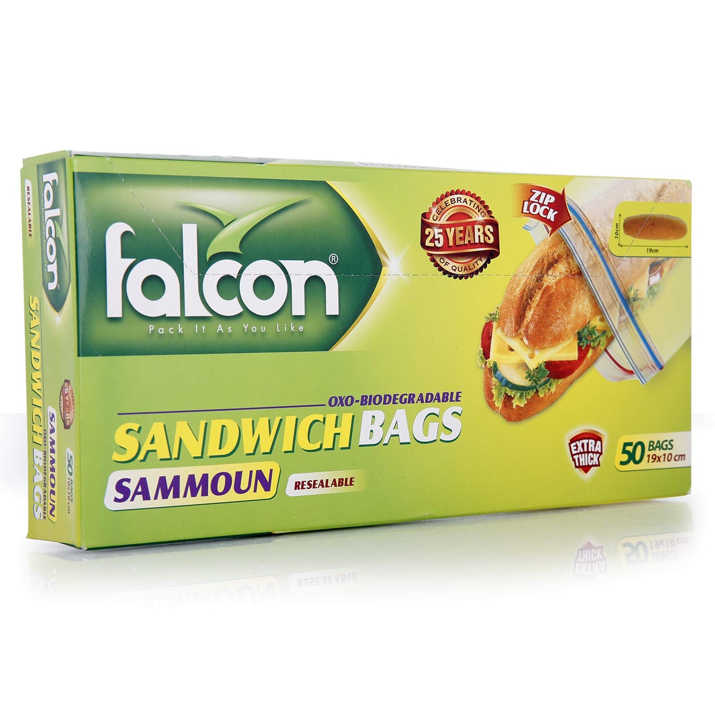 Sammoun Resealable Oxo- Biodegradable Sandwich Bags, Clear, 19 x 10 cm, TPLPB012, Pack of 50