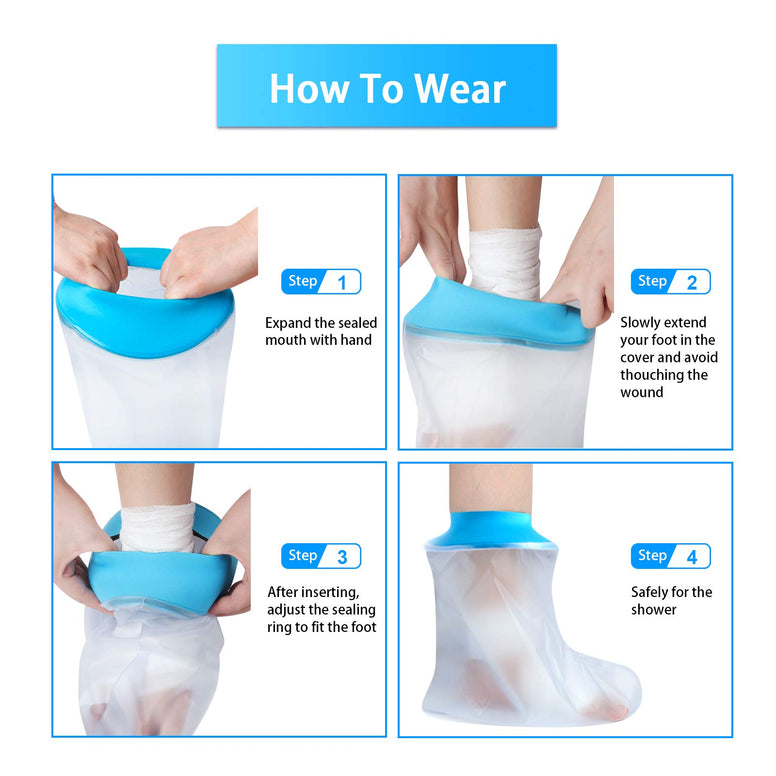 Waterproof Foot Cast Wound Cover Protector for Shower Bath, Watertight Cast Bag Covers for Broken Surgery Foot, Wound and Burns Reusable