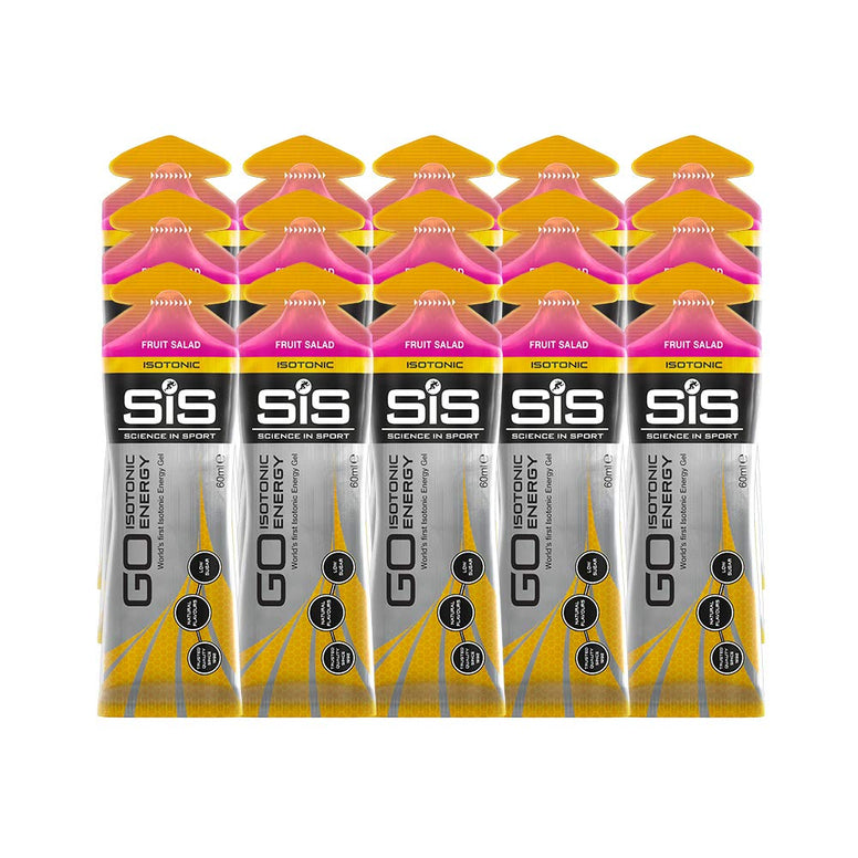 SiS Go Isotonic, low sugar, high carbohydrate Energy Gel (Fruit Salad Flavour) 15 Pack