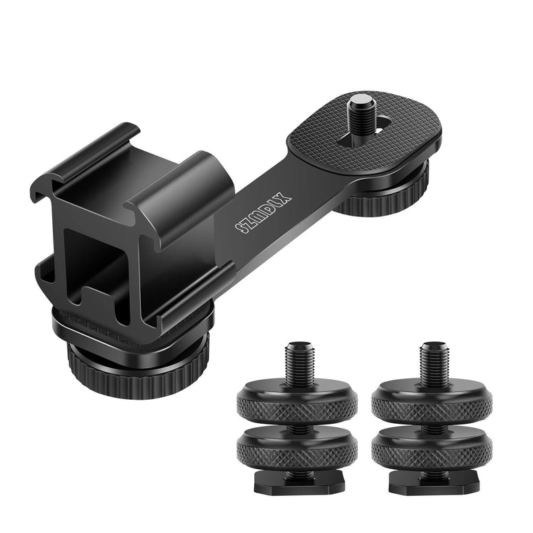 SZMDLX Triple Cold Shoe Camera Expansion Bracket Set with 1/4 inch Adapter, hot Shoe Adapter, Suitable for Camera, Microphone, LED Display, Video Recorder, Flash, Video Camera