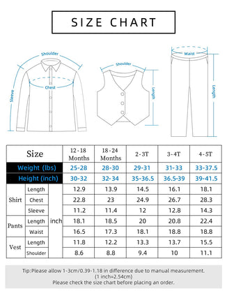 A&J DESIGN Baby Toddler Boys Gentleman Suit Set, 3pcs Outfits Shirts & Vest & Pants 4-5y