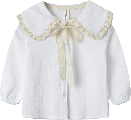 Mud Kingdom Little Girls Long Sleeve Shirt Peter Pan Collar Cute