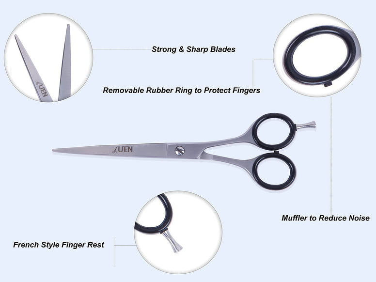 UEN Professional Hair Cutting Scissors/7 Inches/Razor Edge/Stainless Steel/ Perfect for Salon,Barber and Home Use/Hairdressing shears for Kids,Women and Men