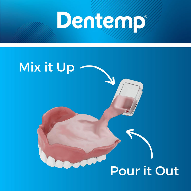 Dentemp Denture Reline Kit - Advanced Formula Reline It Denture Reliner - Denture Kit to Refit and Tighten Dentures for Both Upper & Lower Denture