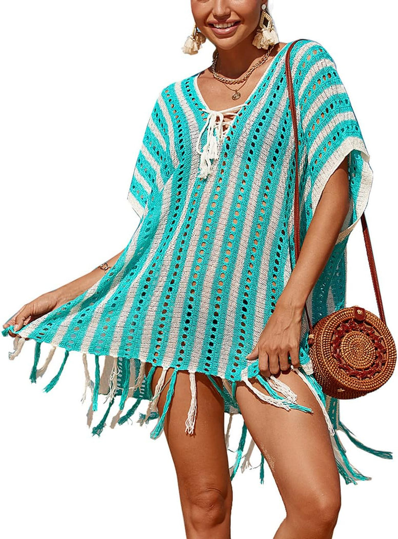 YouKD Women's Boho Tunic Tops Beach Cover Up Dress Resort Swimsuit Kimono Loungewear