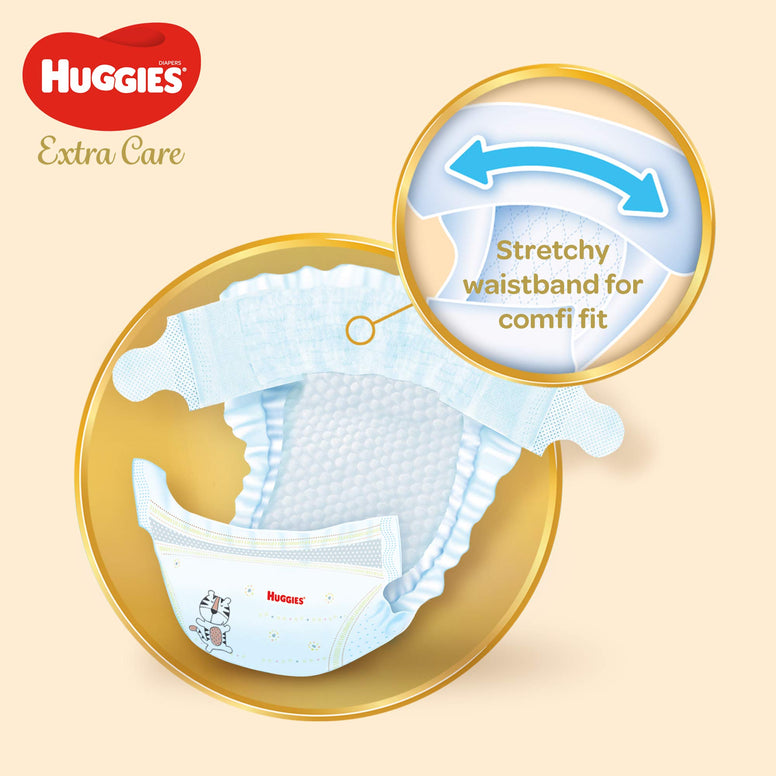 Huggies,Extra Care Baby Diapers,Diapers Size 4+(10-16kg),Super Mega Pack of 192 Diapers,Absorbent Channels and Strechy Waistband,12h Day & Night Protection,Free from Nasties