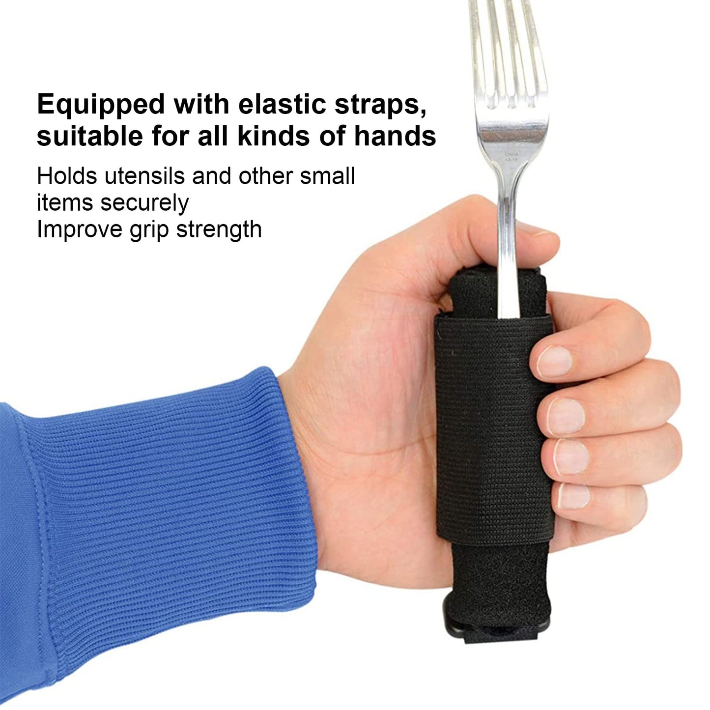 Disabled Eating Aids Utensil Holders Eating Assistance Hand Cuff for Holding Spoon, Fork, Cutlery Adjustable Nylon Gripping Strap for Limited Mobility, Weak Grip, Muscle Weakness, Elder, Handicapped
