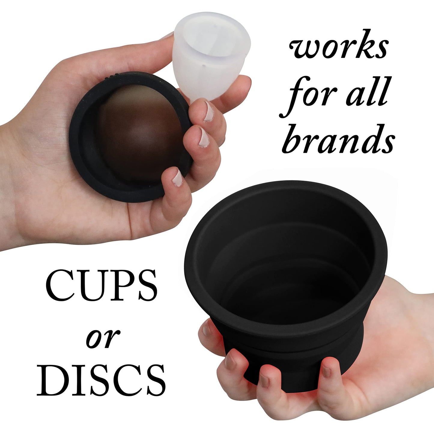 MOONTHLIES Menstrual Cup Sterilizer, Menstrual Disc Cleaner | Travel Sterilizer | Collapsible Silicone Cleaner Case to Boil, Sterilize + Store Your Period Cups / Discs (Black)