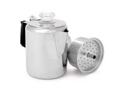 GSI Outdoors Glacier Stainless Steel Percolator Coffee Pot with Silicone Handle for Camping and Backpacking | For Individuals and Groups