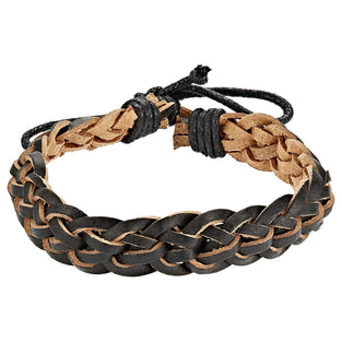 Alwan Leather Adjustable Bracelet for Men - EE8333BLCK