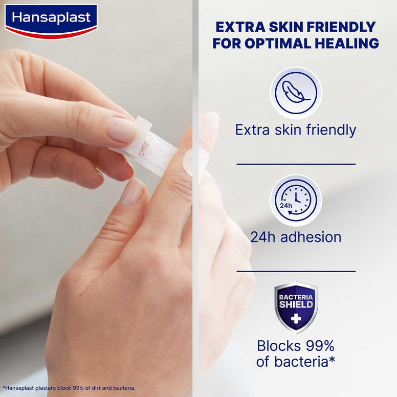 Hansaplast Sensitive Plasters, Extra Skin Friendly & Hypoallergenic, 20 Strips