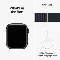 Apple Watch Series 9 [GPS 41mm] Smartwatch with Midnight Aluminum Case with Midnight Sport Loop One Size. Fitness Tracker, Blood Oxygen & ECG Apps, Always-On Retina Display, Water Resistant