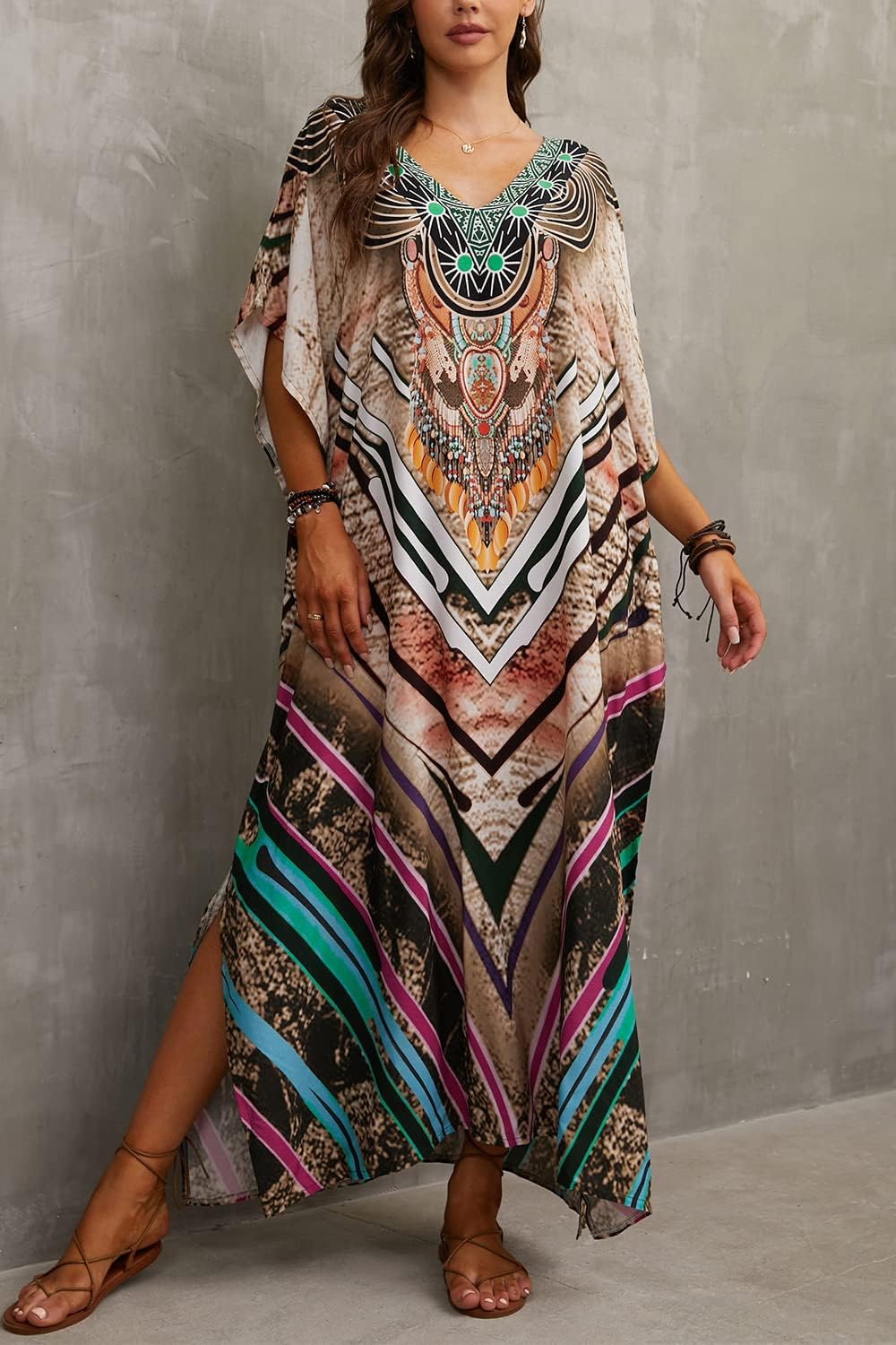 YouKD Wemon's Summer Long Kaftan Bohemian Maxi Kimono Dress Swimsuit Beach Cover Up Robes