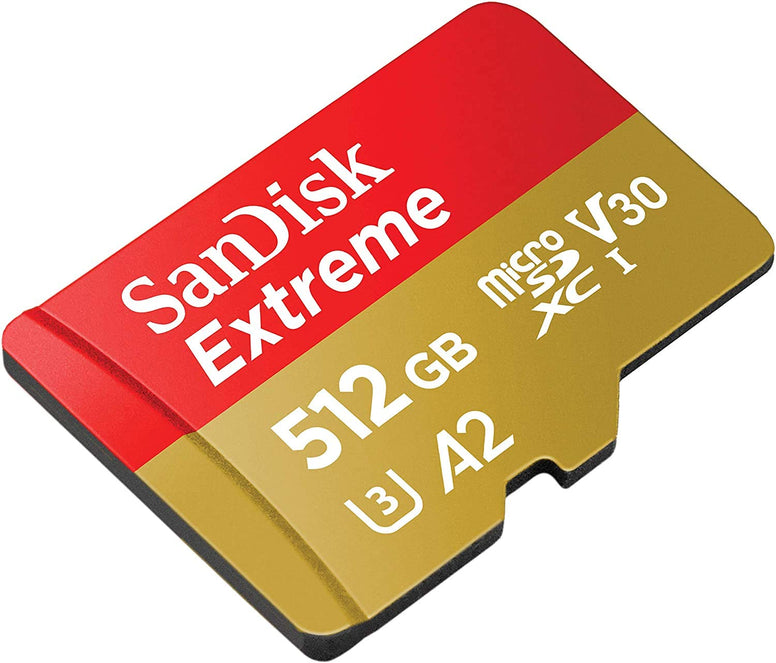 SanDisk Extreme 512GB V30 A2 microSDXC Memory Card Works for DJI Drones Works with Mini 3 Pro, Mini 3, DJI RC (SDSQXA1-512G-GN6MN) Bundle with (1) Everything But Stromboli Micro SD Card Reader