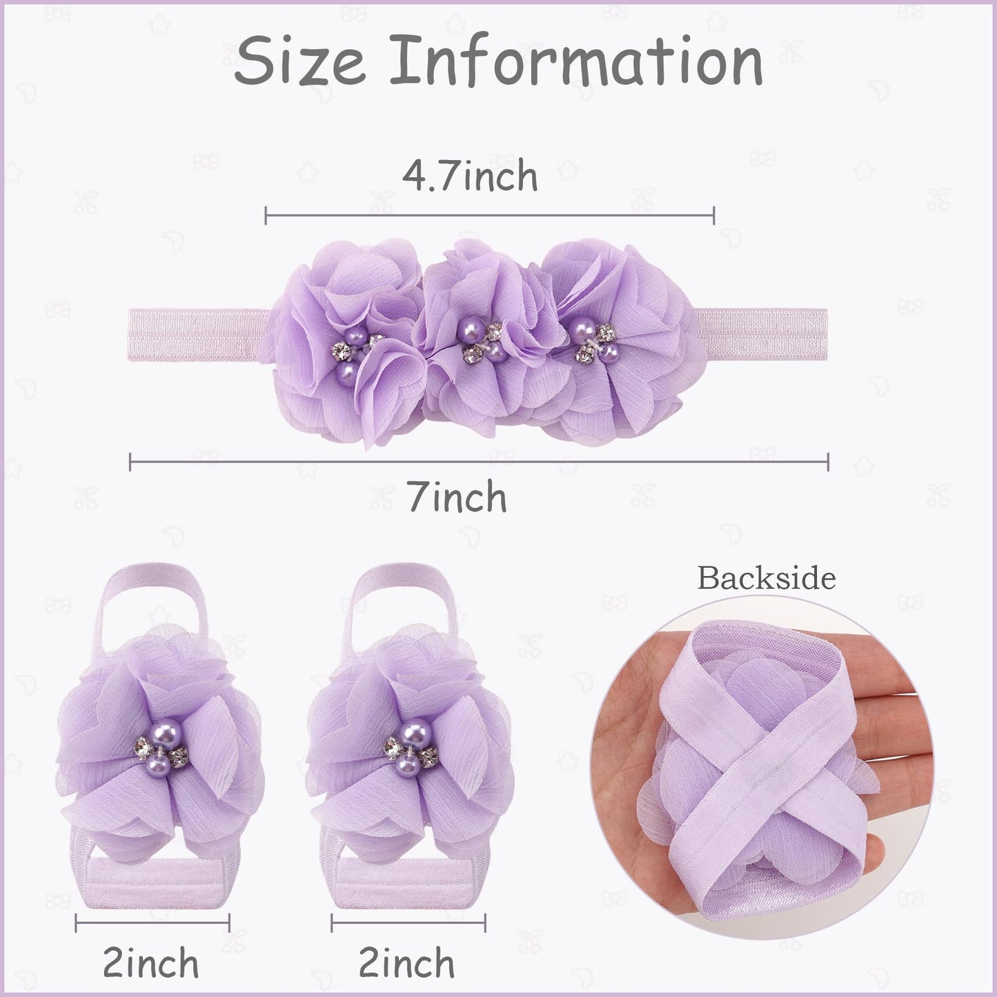 CellElection 6 Colors Baby Girls Flower Headbands Barefoot Sandals Set Baby Hair Accessories Pearl Flower Hairbands Foot Bands Hair Accessories for Newborns Infants Toddlers