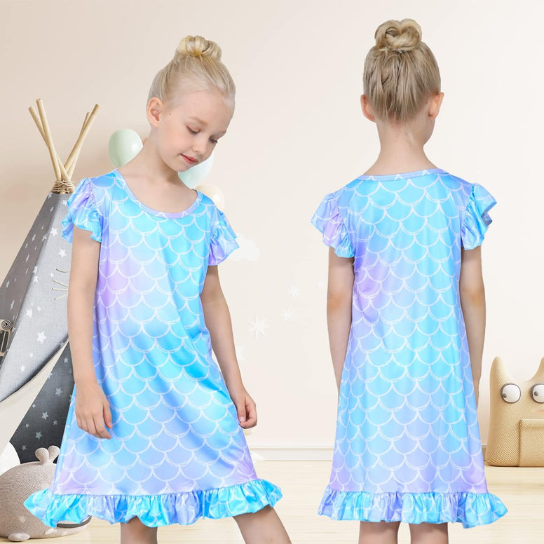 Fiodrimy Girls Nightgowns Unicorn Sleepwear Night Sleep Dress Pajamas Little Kids Toddler Soft Nightgown