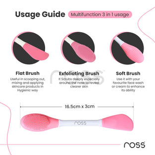 Ross Silicone Face Mask Applicator & Lip Cleansing Brush Made With Ultra Hygienic Soft Silicone Bristle For Gentle Exfoliation (Light Pink)