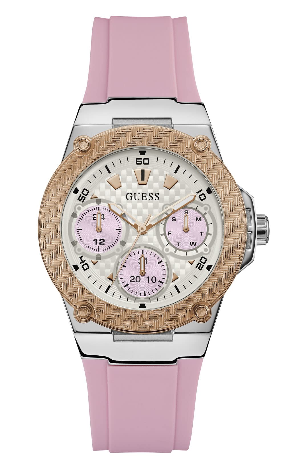 GUESS Women's Quartz Watch with Analog Display and Silicone Strap W1094L4