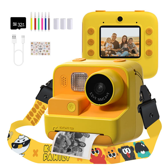 Mafiti Kids Camera Instant Print, 48MP Digital Camera with Zero Ink, Selfie 1080P Video Camera with 32G TF Card, Toys Gifts for Girls Boys Aged 3-12 for Christmas/Birthday/Holiday (Orange)