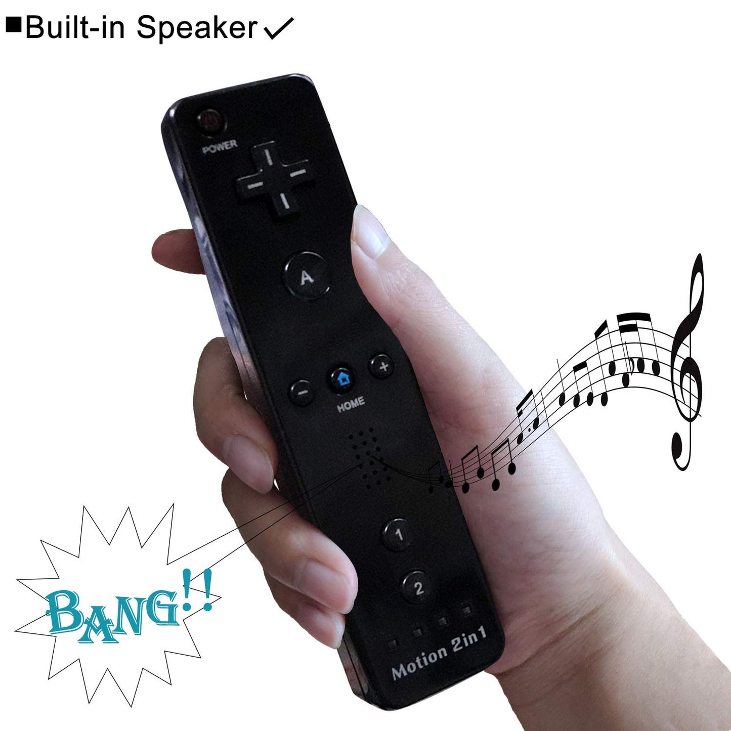 Wii Nunchuck Remote Controller with Motion Plus Compatible with Wii and Wii U Console | Wii Remote Controller with Shock Function black LH3
