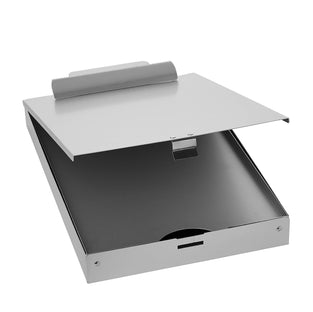Metal Clipboard with 2 Compartments and Interior 250 Sheet Paper Storage, 35.78 x 23.39 x 6.6 centimeters, Silver