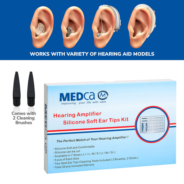 NewEar Hearing Aid Domes - Universal Domes for Hearing Aids - Sizes Small, Medium, Large & X-Large Earbud Replacements and BTE Hearing Sound Amplifiers