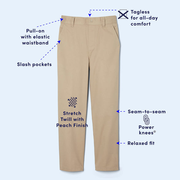 French Toast Boy's Pull-On Relaxed Fit School Uniform Pant (Standard & Husky) School Uniform Pants