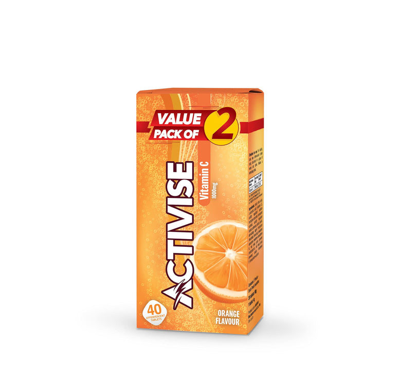 Activise Vitamin C 1000Mg Effervescent Tablet Orange Flavour, Pack Of 40