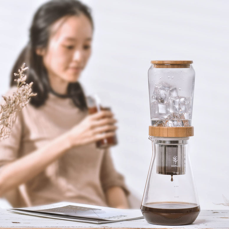 Soulhand Cold Brew Coffee Maker Cold Dripper Slow Drip Ice Coffee Brewer 6-8 cups /800ML with Adjustable Rate BPA Free Dripper,Stainless Steel Filter Loose Leaf Teapot Enjoy Low Acid Coffee