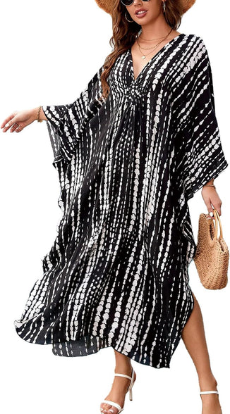 YouKD Summer Roomy Kaftan Dress Bohemian Beach Bikini Cover Ups Plus Size Robe for Women