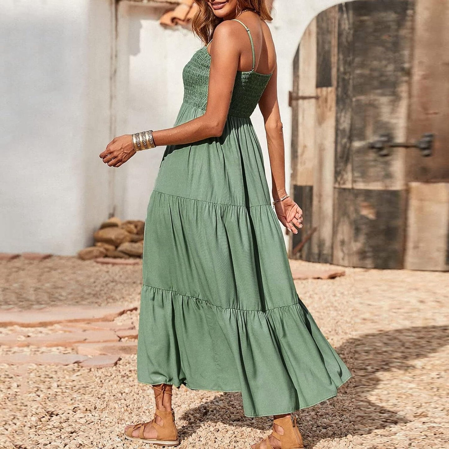 Women's Casual Midi Slip Dresses Adjustable Sleeveless Spaghetti Strap Flowy Loose Cami Dress Long Dress Beach Dress Sundress