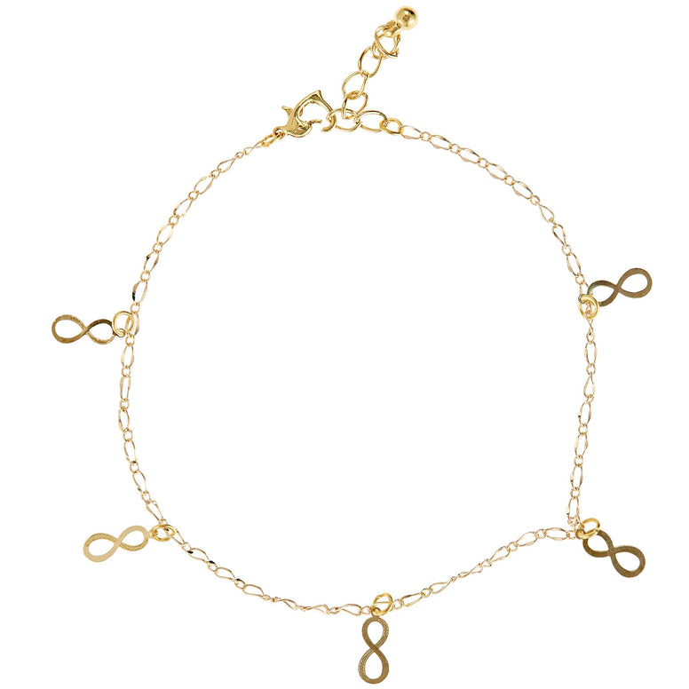 Alwan Gold Plated Medium Size Anklet with Infinity Symbol for Women - EE3816INFM